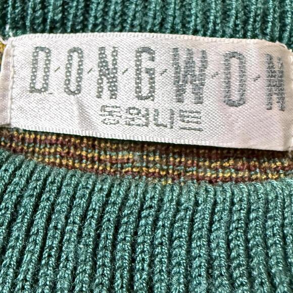 Vtg. Dongwon multicolor bird print knit sweater acrylic wool blend M L bold 90s - Picture 3 of 6